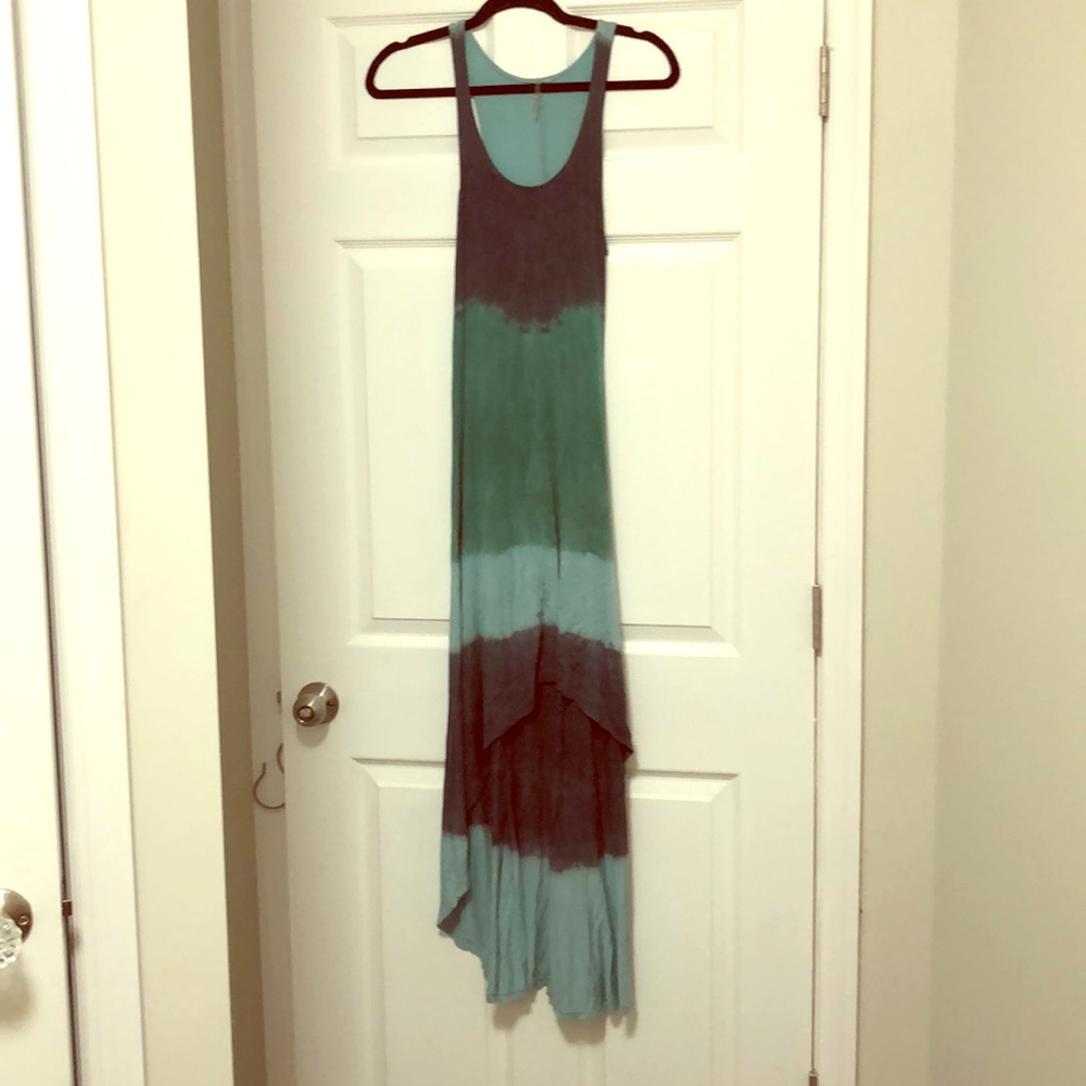 Obmre Tie Dye Tank Dress with angled hem line
